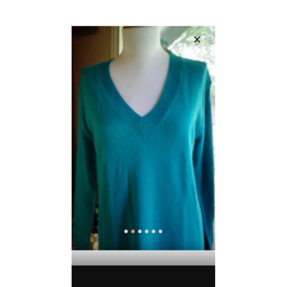 NWT - $89.97 SUSINA Teal  100% Cashmere V-Neck Sweater - Size S - Picture 2 of 6